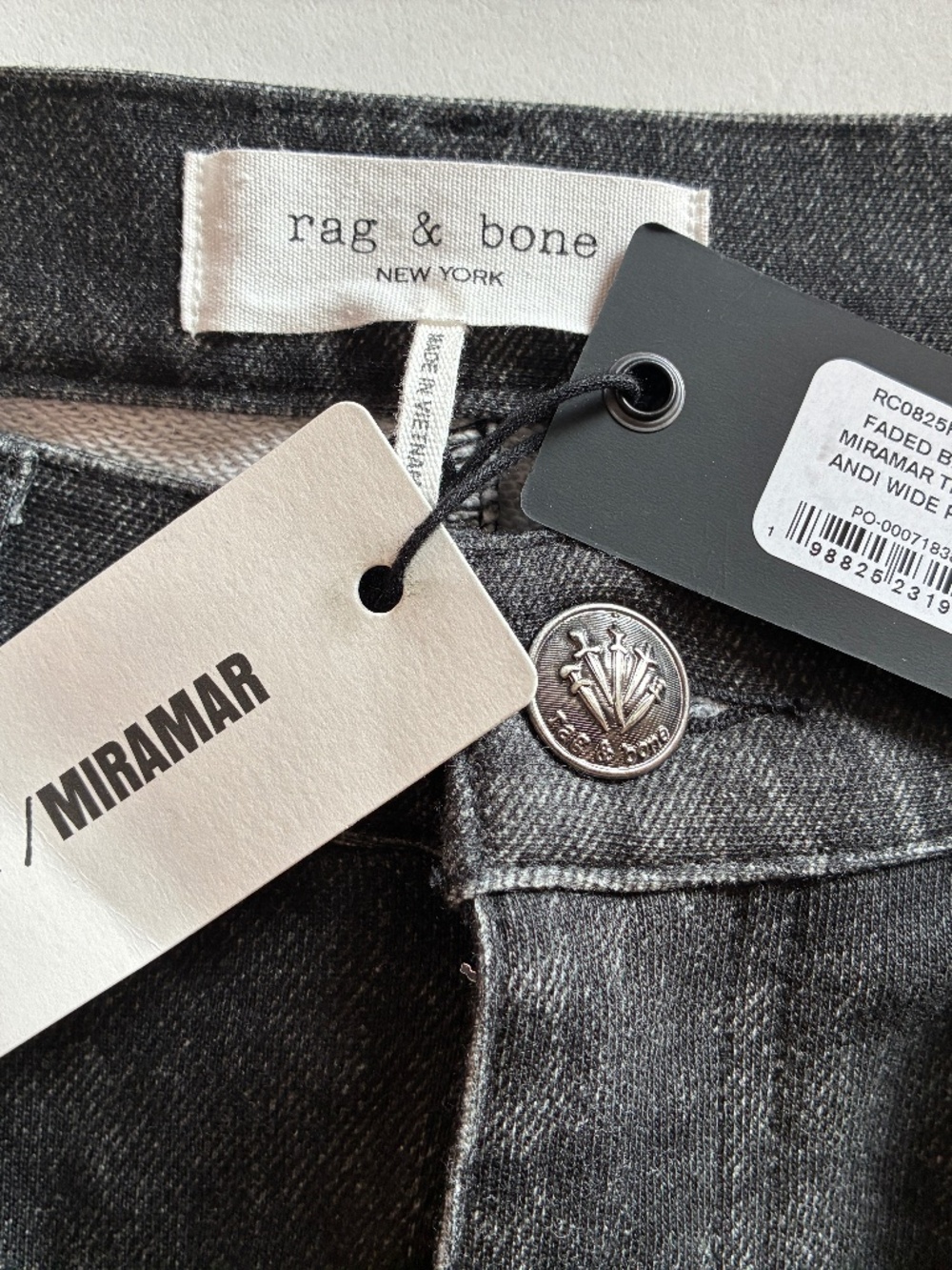 Rag & Bone Miramar Andi Wide Leg French Terry Sweatpant Jeans 27 Faded Black - Picture 8 of 12